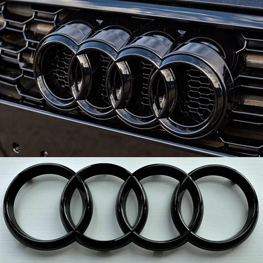 Emblema de Logo con 4 Anillos en ABS para Capó Delantero y Parrilla de Maletero Trasero, Pegatina para Audi A3 A4 A5 A6 A7 Q2 Q3 Q5 Q8 TT